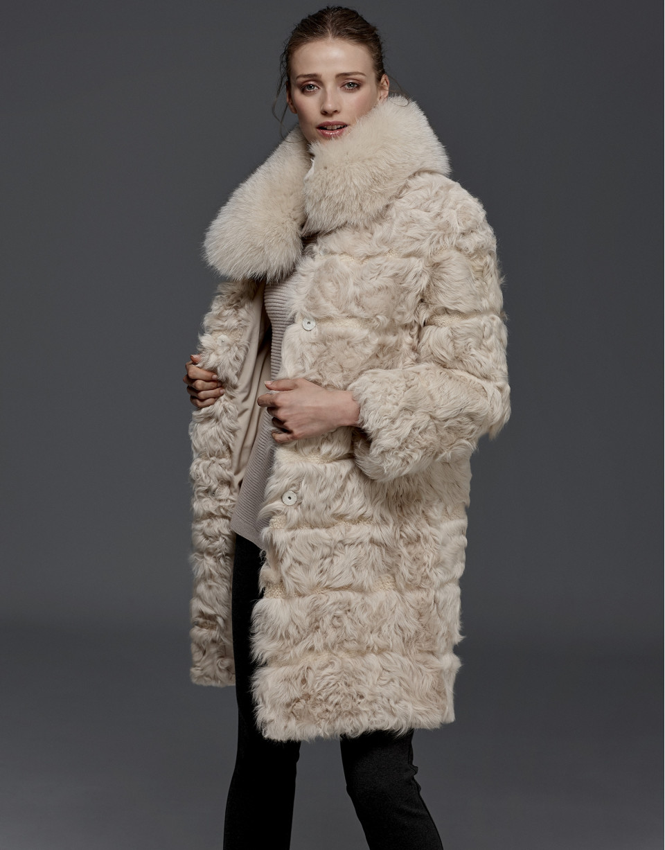 Beige lambskin coat