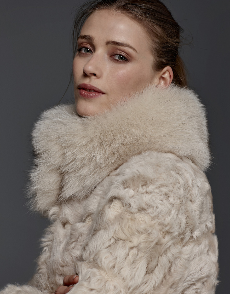 Beige lambskin coat