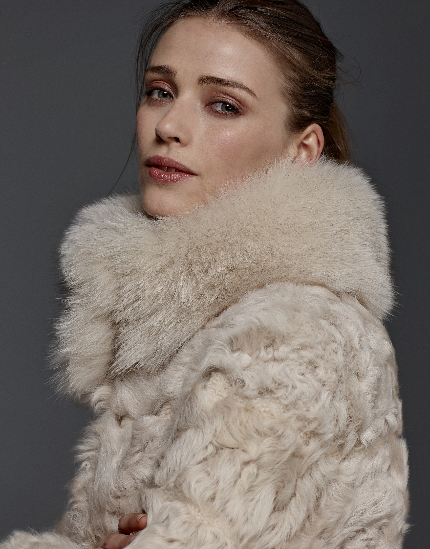 Beige lambskin coat