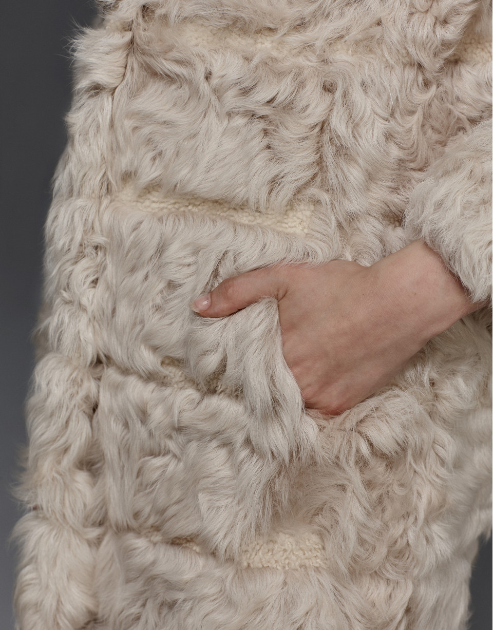 Beige lambskin coat