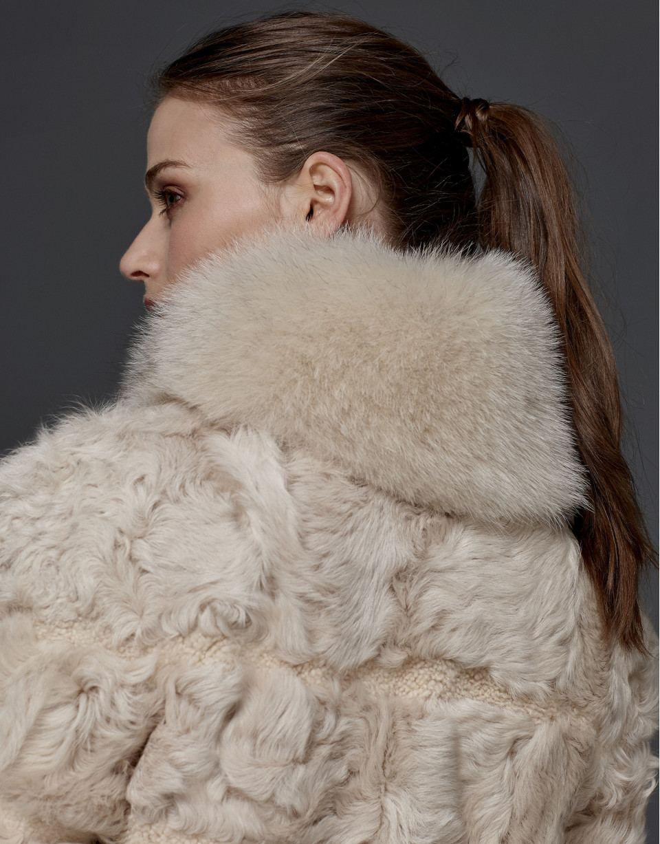 Beige lambskin coat