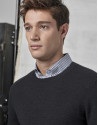 Navy blue sweater with green design
