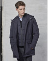 Navy blue, removable vest and parka
