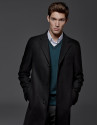 Black cashmere and wool classic coat