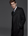 Black cashmere and wool classic coat