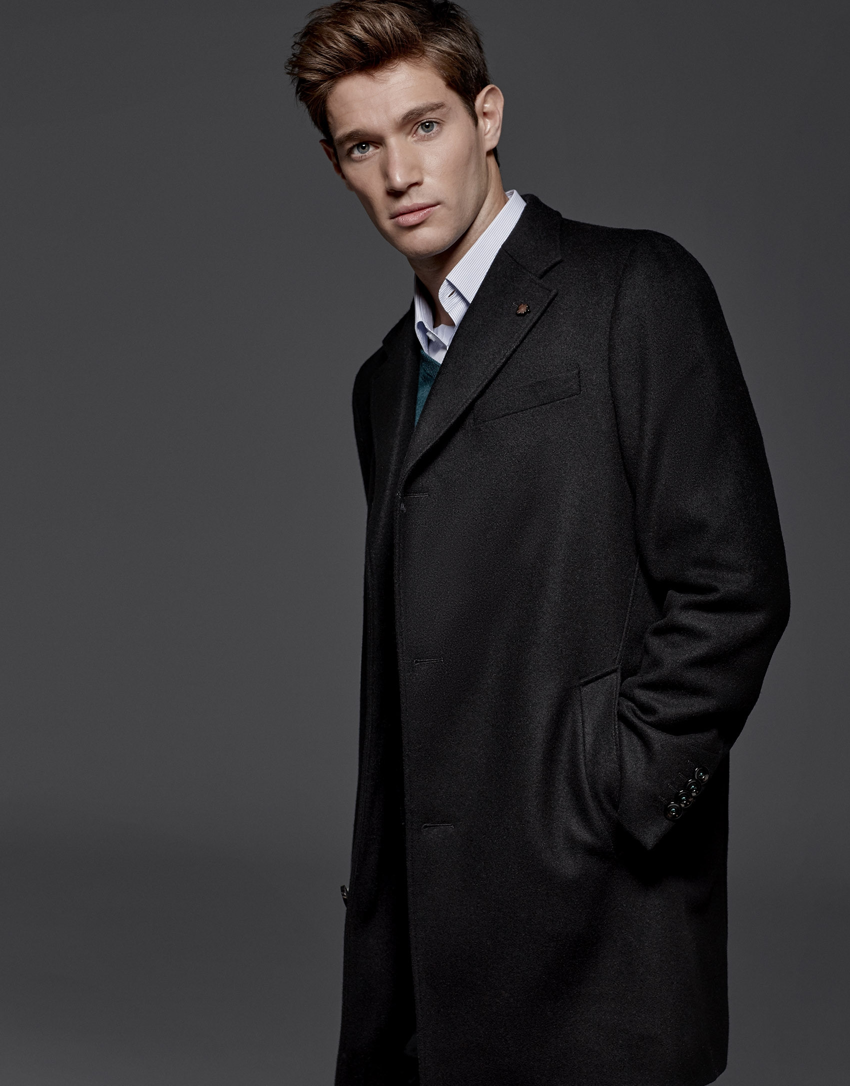 Black cashmere and wool classic coat