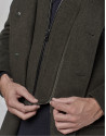 Khaki coat with yoke and removable hood