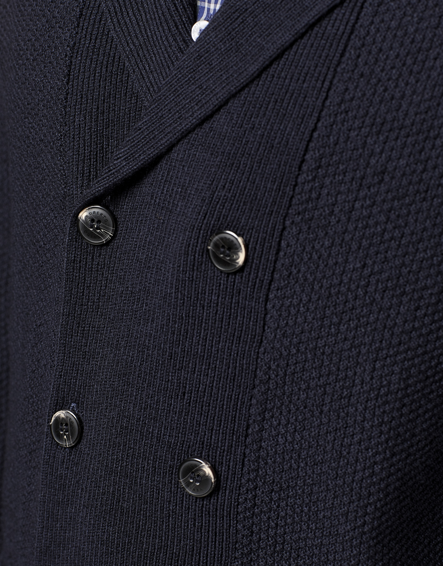 Navy blue double-breasted jacket