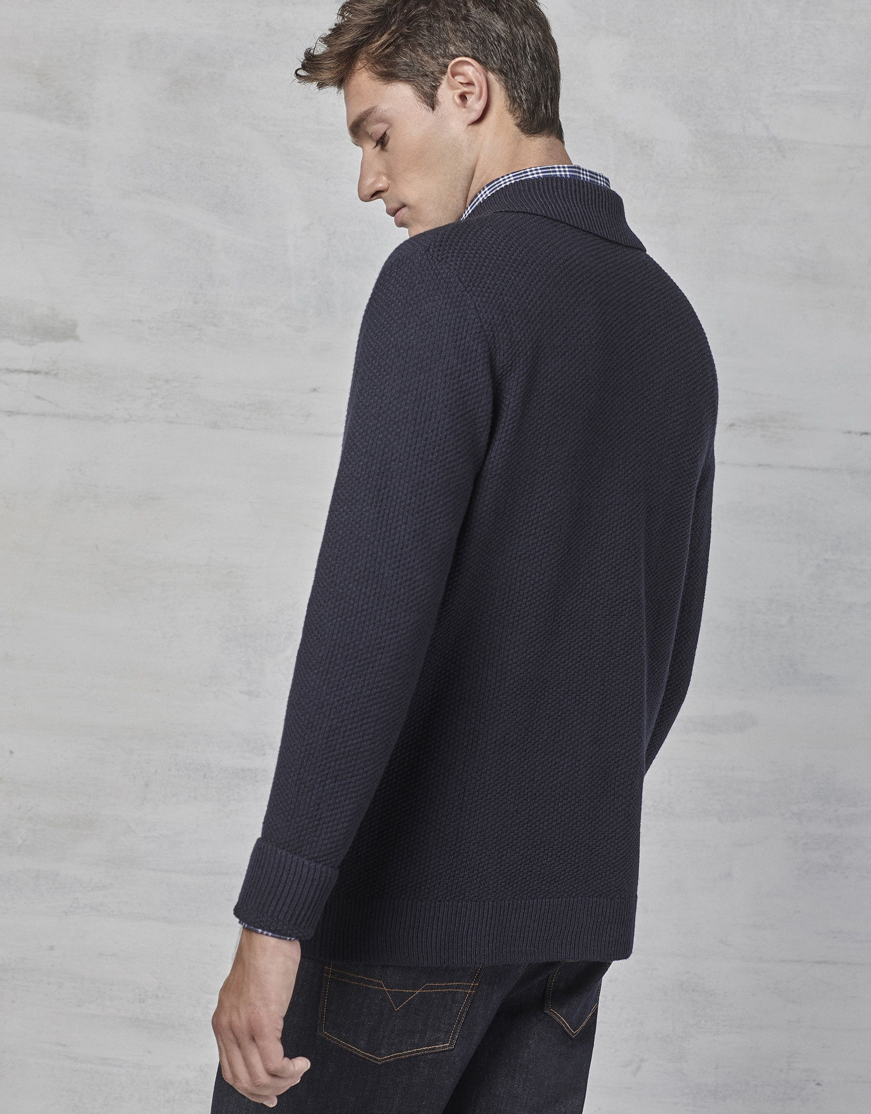 Navy blue double-breasted jacket