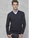 Navy blue wool sweater with V neck