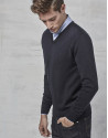 Navy blue wool sweater with V neck