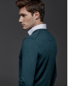 Green wool sweater with V neck