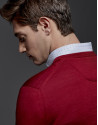 Red wool sweater with V neck