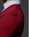 Red wool sweater with V neck