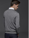 Grey wool sweater with V neck
