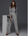 Beige herringbone pants with darts