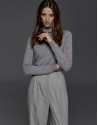 Beige herringbone pants with darts