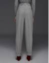 Beige herringbone pants with darts