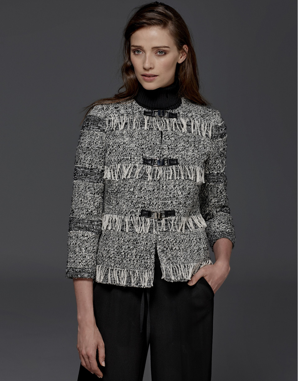 Chaqueta cheviot flecos gris