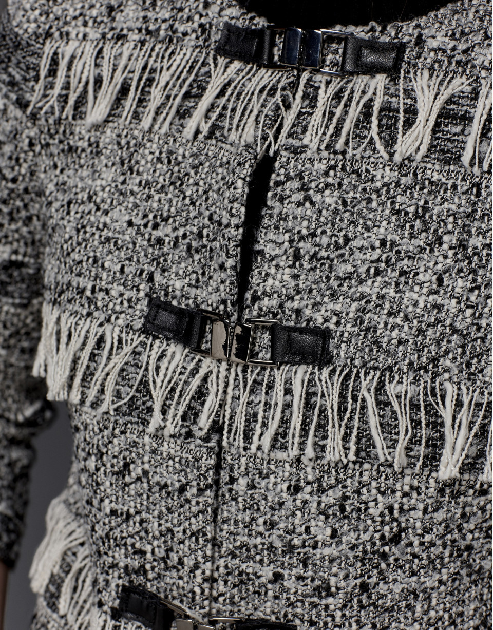 Chaqueta cheviot flecos gris