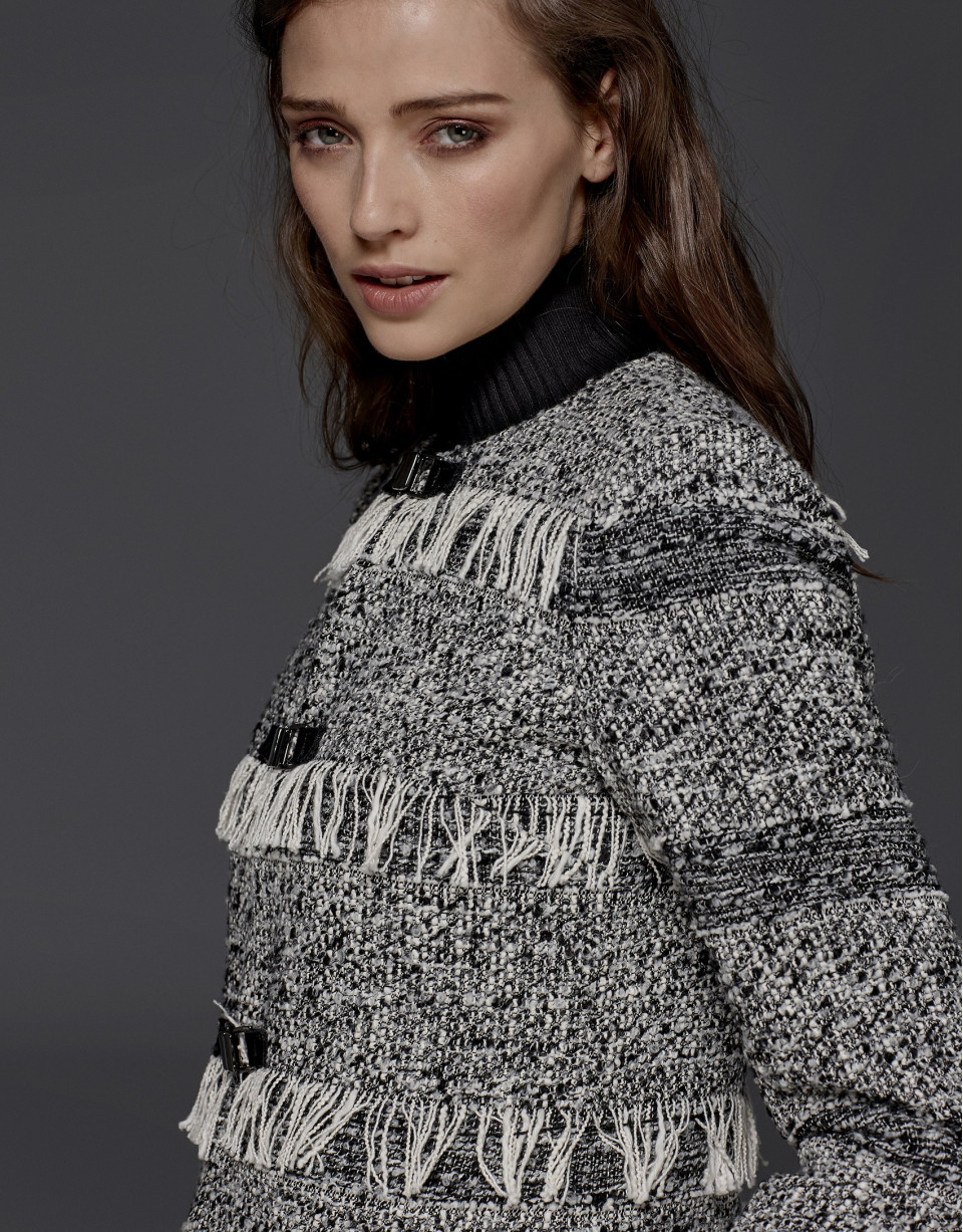 Chaqueta cheviot flecos gris