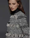 Chaqueta cheviot flecos gris