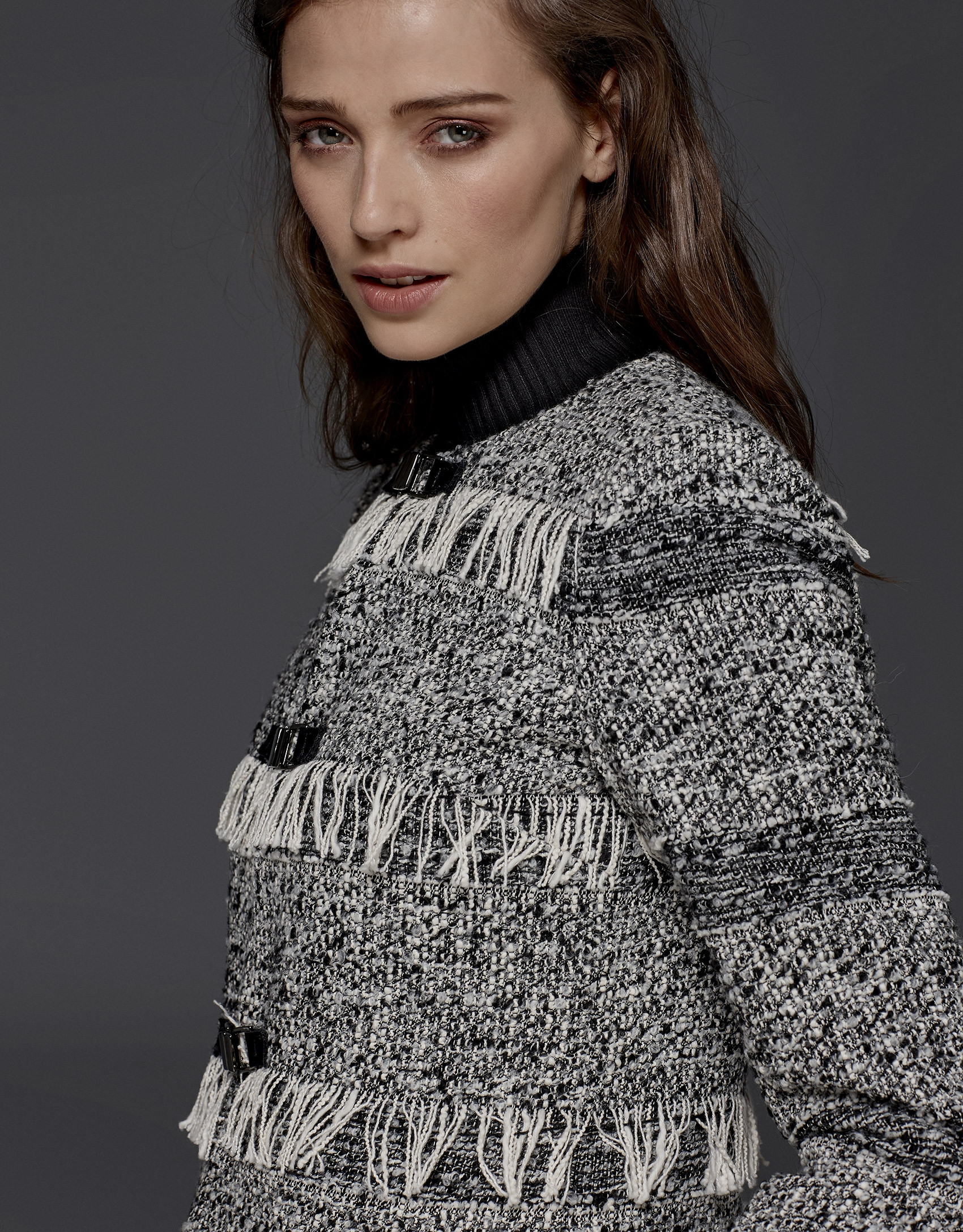Chaqueta cheviot flecos gris