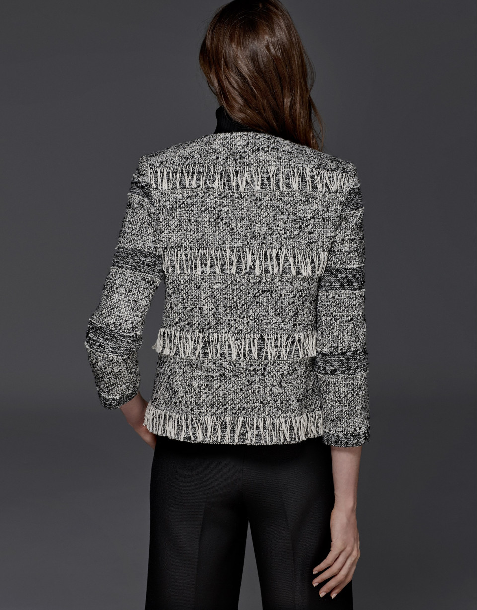 Chaqueta cheviot flecos gris