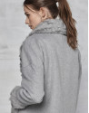 Gray double-faced three quarter jacket with fur collar
