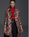 Maroon floral print jacquard coat