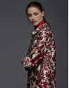 Maroon floral print jacquard coat