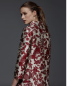 Maroon floral print jacquard coat