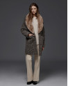 Grey knit three-quarter coat