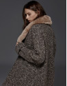 Grey knit three-quarter coat
