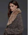 Grey knit three-quarter coat