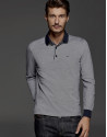 Polo de manga larga jaquard marino