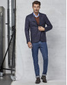 Navy blue checked sports jacket