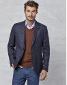 Navy blue checked sports jacket