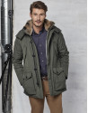 Khaki parka with hood and fur