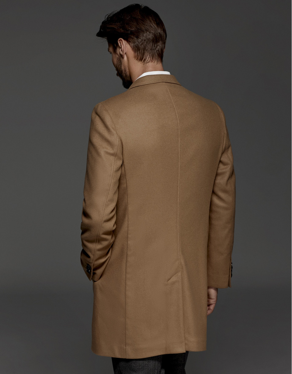 Camel cashmere and wool classic coat