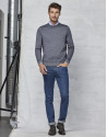 Gray dyed sweater with square collar