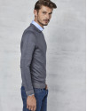 Gray dyed sweater with square collar