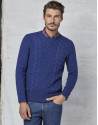 Blue braided and cable-stitched sweater