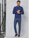 Blue braided and cable-stitched sweater