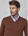 Brown wool sweater with V neck