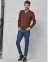 Brown wool sweater with V neck