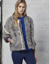 Gray lambskin three-quarter jacket