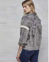 Gray lambskin three-quarter jacket
