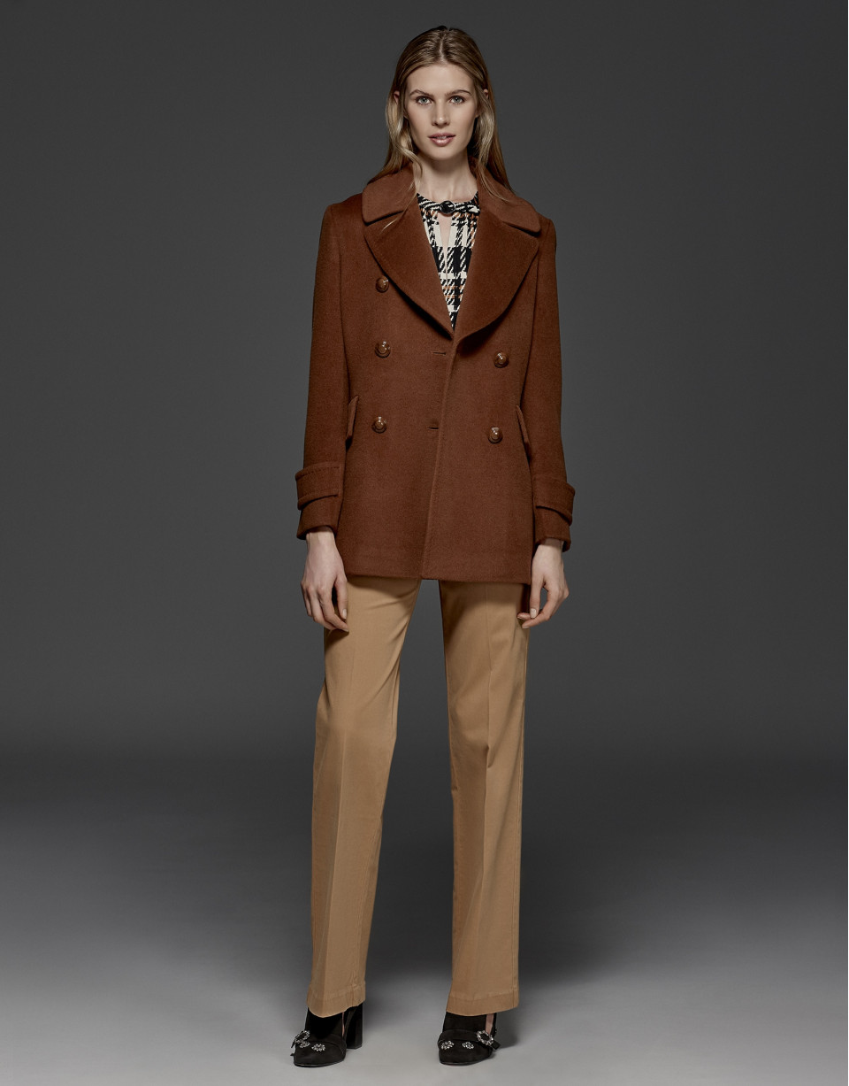 Hazelnut sailor's pea jacket