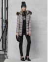 Long greyi ski jacket with leather